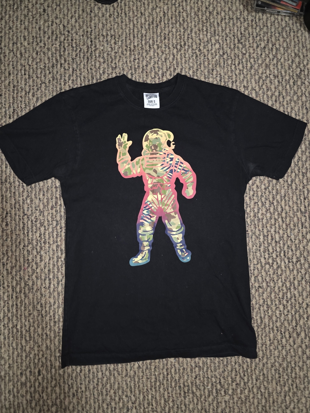 Billionaire Boys Club Black Tee with Camouflage Astronaut Graphic